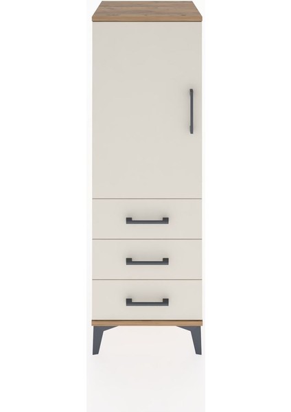 Hyperion Dolap 2 Raflı 3 Çekmeceli Tek Kapaklı 44X44X134 Çam-Aytaşı