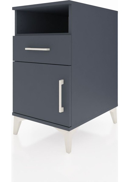 Kronos Komodin Tek Raflı Tek Çekmeceli Tek Kapaklı 44X59X80 Antrasit-Antrasit modelleri