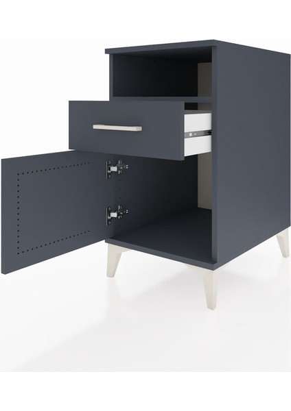 Kronos Komodin Tek Raflı Tek Çekmeceli Tek Kapaklı 44X59X80 Antrasit-Antrasit fırsatları