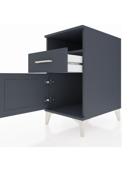 Kronos Komodin Tek Raflı Tek Çekmeceli Tek Kapaklı 44X59X80 Antrasit-Antrasit indirimleri
