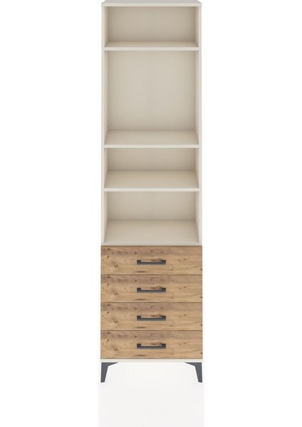 Arges Dolap 4 Raflı 4 Çekmeceli 60X30X221 Aytaşı-Çam