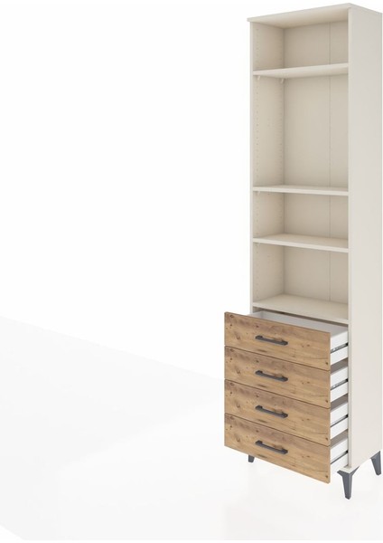 Arges Dolap 4 Raflı 4 Çekmeceli 60X30X221 Aytaşı-Çam fırsatları