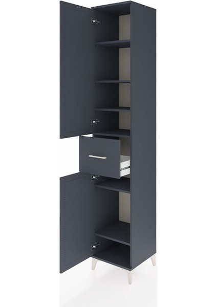 Hyperion Dolap 6 Raflı Tek Çekmeceli 2 Kapaklı 44X44X243 Antrasit-Antrasit fırsatları