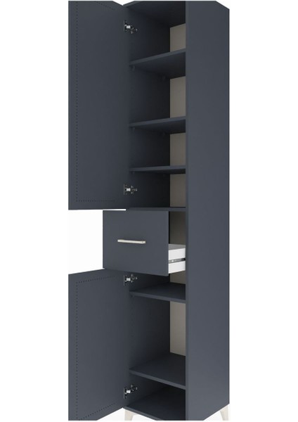 Hyperion Dolap 6 Raflı Tek Çekmeceli 2 Kapaklı 44X44X243 Antrasit-Antrasit indirimleri