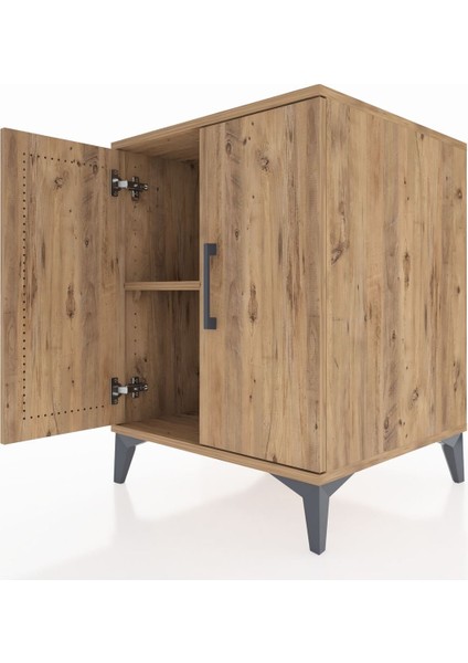Kronos Komodin Tek Raflı 2 Kapaklı 60X59X80 Çam-Çam indirimleri