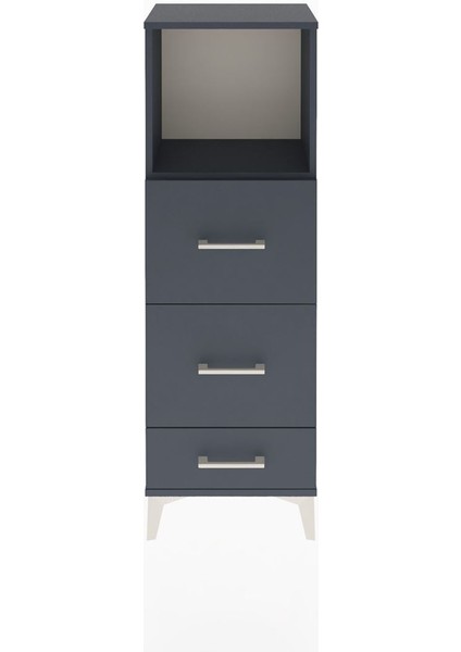 Arges Dolap Tek Raflı 3 Çekmeceli 44X30X134 Antrasit-Antrasit