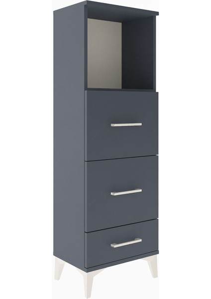 Arges Dolap Tek Raflı 3 Çekmeceli 44X30X134 Antrasit-Antrasit fiyatları