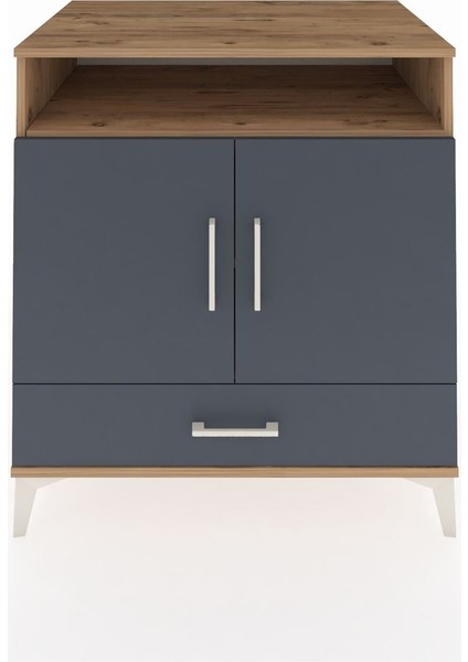 Kronos Şifonyer 3 Raflı Tek Çekmeceli 2 Kapaklı 88X59X96 Çam-Antrasit