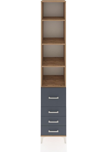 Hyperion Dolap 4 Raflı 4 Çekmeceli 44X44X243 Çam-Antrasit