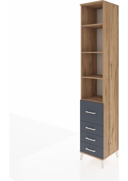 Hyperion Dolap 4 Raflı 4 Çekmeceli 44X44X243 Çam-Antrasit modelleri