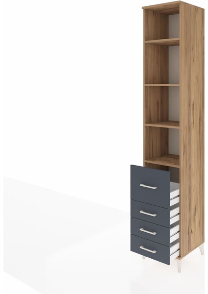 Hyperion Dolap 4 Raflı 4 Çekmeceli 44X44X243 Çam-Antrasit fırsatları