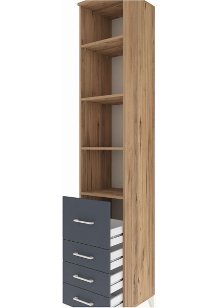 Hyperion Dolap 4 Raflı 4 Çekmeceli 44X44X243 Çam-Antrasit indirimleri
