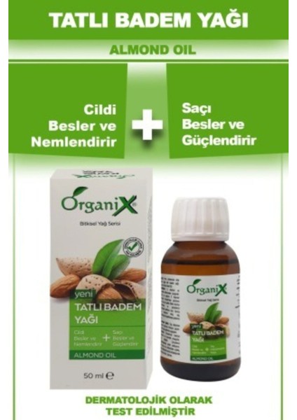 %100 Saf Tatlı Badem Yağı 50 ml - Cilt ve Saç Bakım Yağı, Nemlendirici, Besleyici, E Vitamini fiyatları