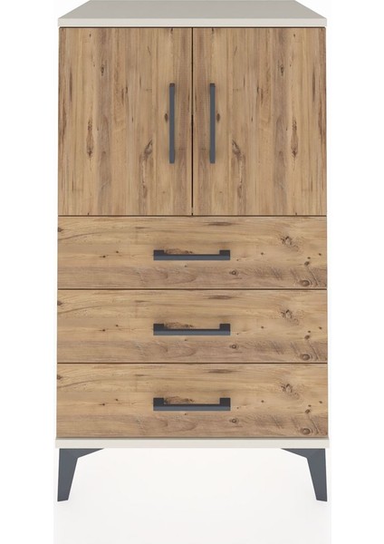 Hyperion Komodin 2 Raflı 3 Çekmeceli 2 Kapaklı 60X44X106 Aytaşı-Çam