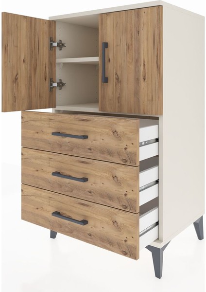 Hyperion Komodin 2 Raflı 3 Çekmeceli 2 Kapaklı 60X44X106 Aytaşı-Çam fırsatları