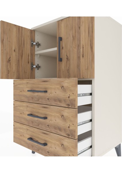 Hyperion Komodin 2 Raflı 3 Çekmeceli 2 Kapaklı 60X44X106 Aytaşı-Çam indirimleri