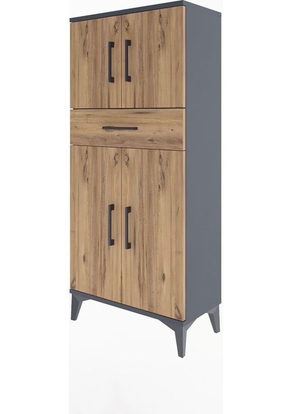 Arges Dolap 2 Raflı Tek Çekmeceli 4 Kapaklı 60X30X134 Antrasit-Çam modelleri