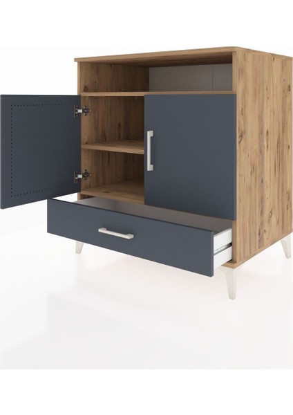 Kronos Şifonyer 3 Raflı Tek Çekmeceli 2 Kapaklı 88X59X96 Çam-Antrasit fırsatları