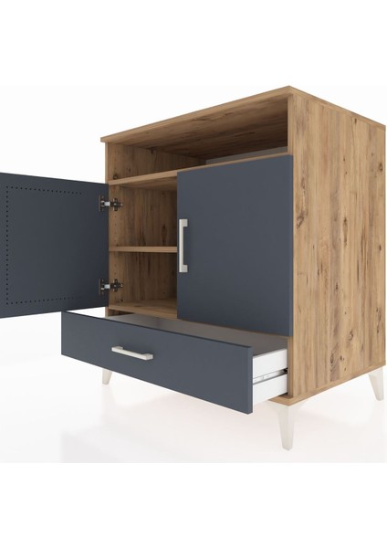 Kronos Şifonyer 3 Raflı Tek Çekmeceli 2 Kapaklı 88X59X96 Çam-Antrasit indirimleri