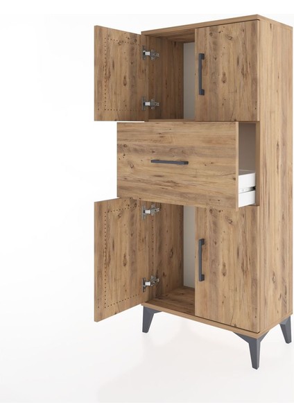 Hyperion Dolap Tek Raflı Tek Çekmeceli 4 Kapaklı 60X44X134 Çam-Çam fırsatları