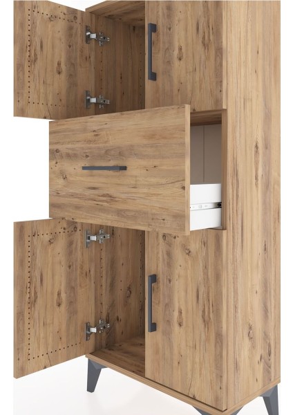 Hyperion Dolap Tek Raflı Tek Çekmeceli 4 Kapaklı 60X44X134 Çam-Çam indirimleri