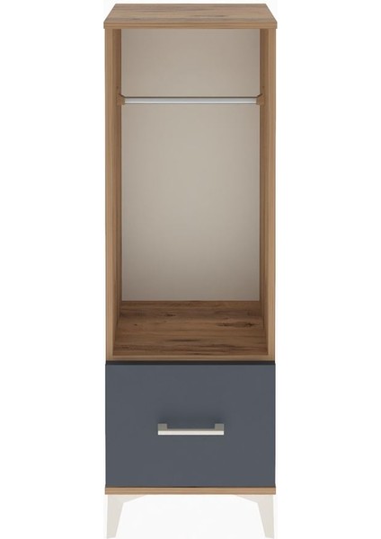 Arges Dolap Tek Raflı Tek Çekmeceli Tek Askılı 44X30X134 Çam-Antrasit