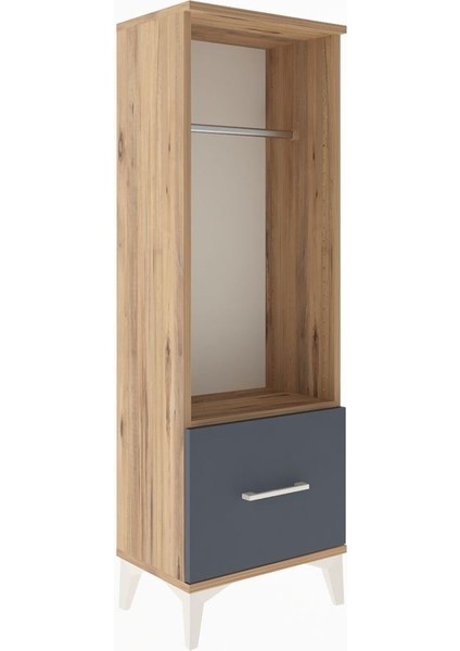 Arges Dolap Tek Raflı Tek Çekmeceli Tek Askılı 44X30X134 Çam-Antrasit fiyatları