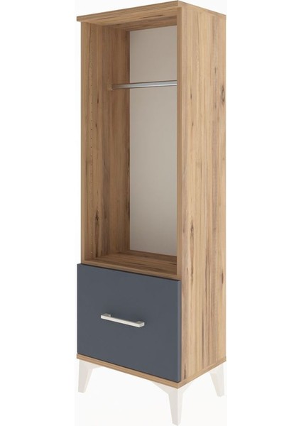 Arges Dolap Tek Raflı Tek Çekmeceli Tek Askılı 44X30X134 Çam-Antrasit modelleri