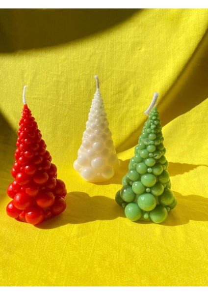 3 Lü Yılbaşı Mumu - Bubble Ağaç Mum - Dekoratif Mum - Yılbaşı Konsept Mumları fiyatları