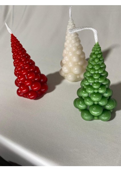 3 Lü Yılbaşı Mumu - Bubble Ağaç Mum - Dekoratif Mum - Yılbaşı Konsept Mumları modelleri