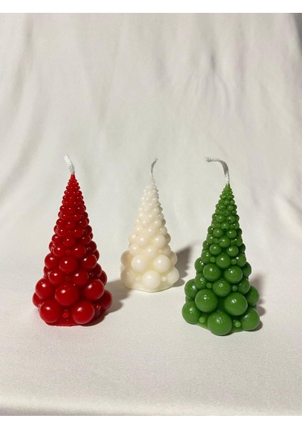 3 Lü Yılbaşı Mumu - Bubble Ağaç Mum - Dekoratif Mum - Yılbaşı Konsept Mumları fırsatları