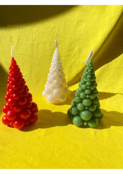 3 Lü Yılbaşı Mumu - Bubble Ağaç Mum - Dekoratif Mum - Yılbaşı Konsept Mumları indirimleri