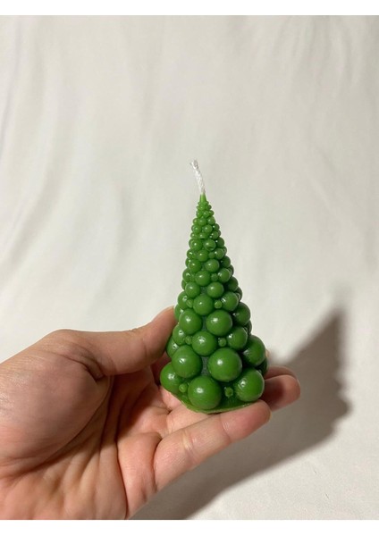 3 Lü Yılbaşı Mumu - Bubble Ağaç Mum - Dekoratif Mum - Yılbaşı Konsept Mumları