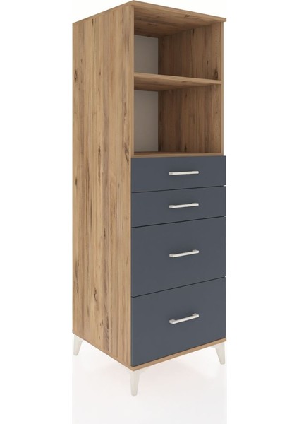 Kronos Dolap 2 Raflı 4 Çekmeceli 60X59X182 Çam-Antrasit fiyatları