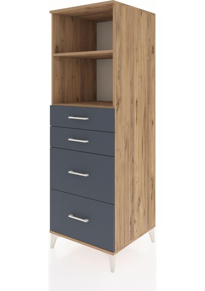 Kronos Dolap 2 Raflı 4 Çekmeceli 60X59X182 Çam-Antrasit modelleri