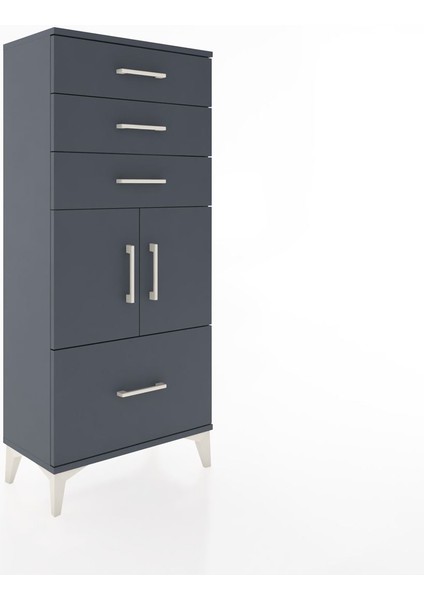Hyperion Dolap Tek Raflı 4 Çekmeceli 2 Kapaklı 60X44X134 Antrasit-Antrasit fiyatları