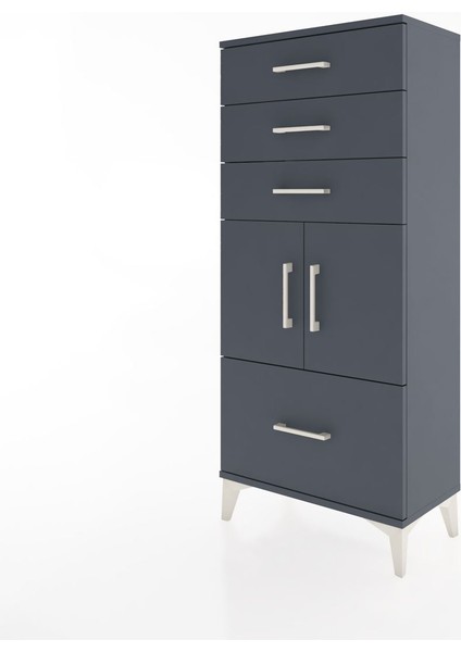 Hyperion Dolap Tek Raflı 4 Çekmeceli 2 Kapaklı 60X44X134 Antrasit-Antrasit modelleri