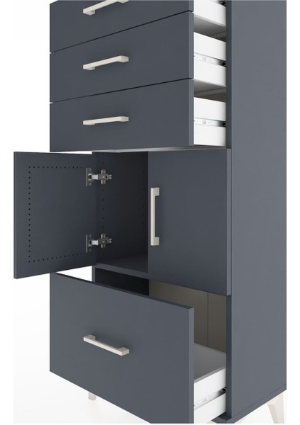 Hyperion Dolap Tek Raflı 4 Çekmeceli 2 Kapaklı 60X44X134 Antrasit-Antrasit indirimleri