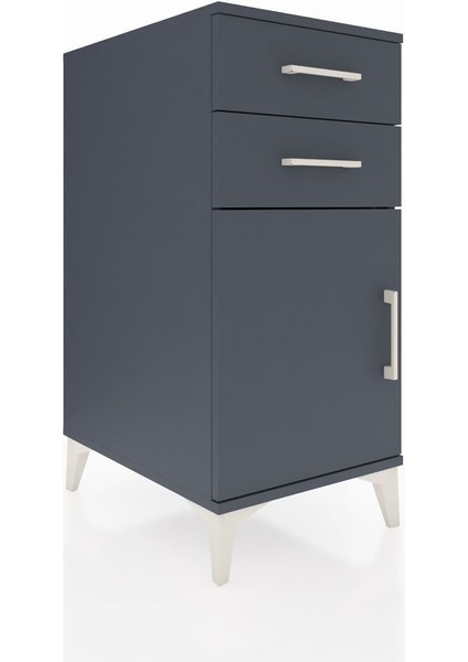 Kronos Komodin Tek Raflı 2 Çekmeceli Tek Kapaklı 44X59X96 Antrasit-Antrasit fiyatları