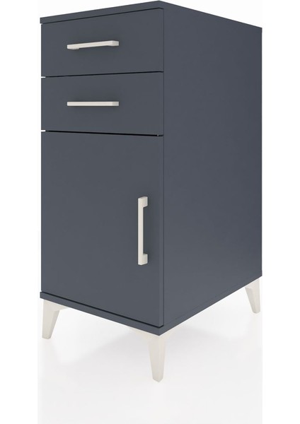 Kronos Komodin Tek Raflı 2 Çekmeceli Tek Kapaklı 44X59X96 Antrasit-Antrasit modelleri