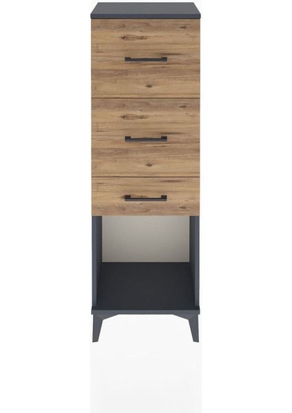 Arges Dolap 3 Çekmeceli 44X30X134 Antrasit-Çam