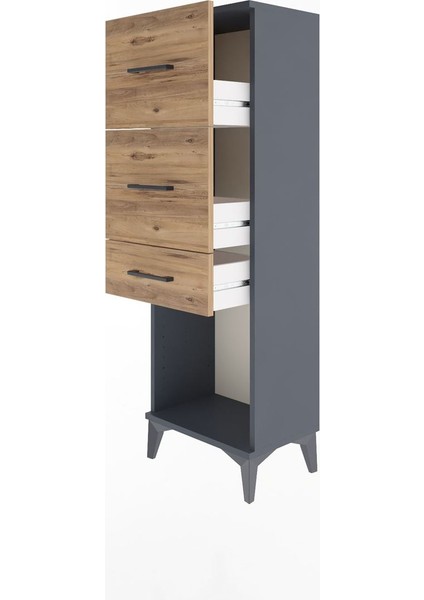 Arges Dolap 3 Çekmeceli 44X30X134 Antrasit-Çam fırsatları