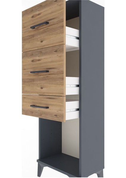 Arges Dolap 3 Çekmeceli 44X30X134 Antrasit-Çam indirimleri