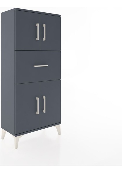 Hyperion Dolap Tek Raflı Tek Çekmeceli 4 Kapaklı 60X44X134 Antrasit-Antrasit fiyatları