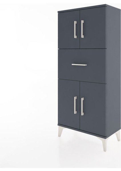 Hyperion Dolap Tek Raflı Tek Çekmeceli 4 Kapaklı 60X44X134 Antrasit-Antrasit modelleri