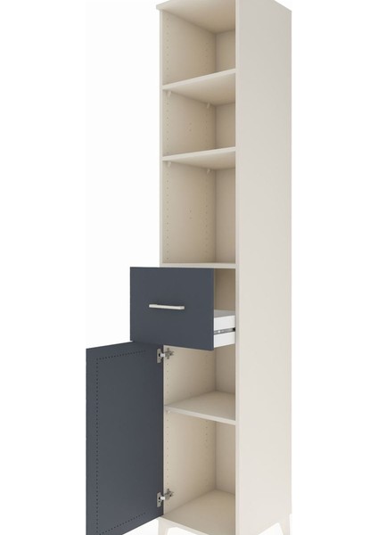 Hyperion Dolap 4 Raflı Tek Çekmeceli Tek Kapaklı 44X44X243 Aytaşı-Antrasit indirimleri