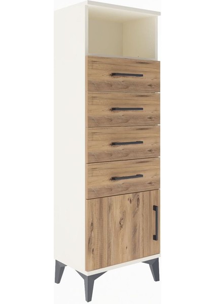 Arges Dolap Tek Raflı 4 Çekmeceli Tek Kapaklı 44X30X134 Aytaşı-Çam fiyatları