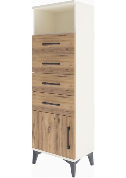 Arges Dolap Tek Raflı 4 Çekmeceli Tek Kapaklı 44X30X134 Aytaşı-Çam modelleri