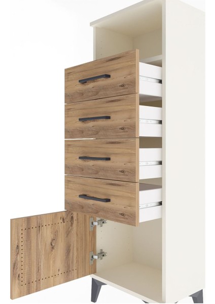 Arges Dolap Tek Raflı 4 Çekmeceli Tek Kapaklı 44X30X134 Aytaşı-Çam indirimleri