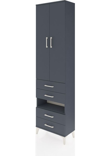 Arges Dolap 3 Raflı 4 Çekmeceli Tek Askılı 60X30X221 Antrasit-Antrasit modelleri